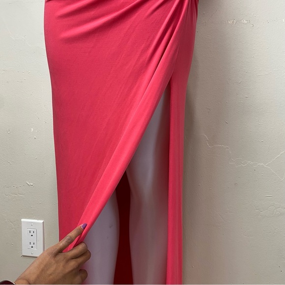 Cache Stretch Jersey Knit Pink Formal Prom Party Gown 4 - Picture 6 of 8